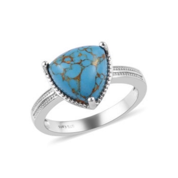 Mojave Blue Turquoise Ring in Platinum Bond Brass - Picture 2 of 8